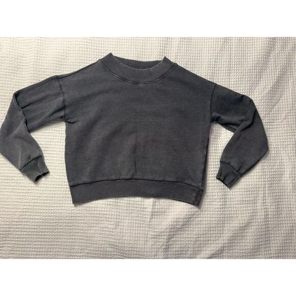 Aerie Gray Sweatshirt Distressed Women's Small Cropped Oversized - Picture 1 of 7